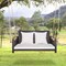 Costway Patio Rattan Porch Swing 2-Person Hanging Chair Cushioned Loveseat for Backyard
